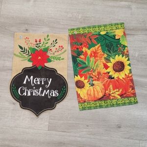 Festive Christmas and Autumn Wall Garden Flag Set